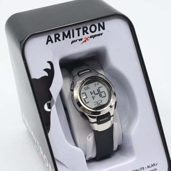 Armitron Sport Women's Digital Chrome Chronograph Resin Strap Watch, 45/7012 - Picture 3 of 6